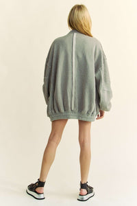 Davi & Dani Exposed Seam Zip Up Dropped Shoulder Jacket - Brittney MADE