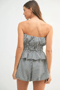 MABLE Gingham Tube Top and Shorts Set - Brittney MADE