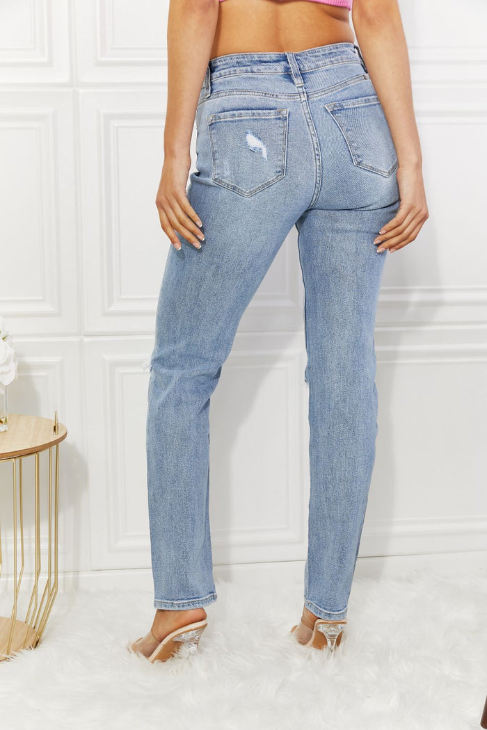Kancan High Rise Distressed Slim Straight Jeans - Brittney MADE