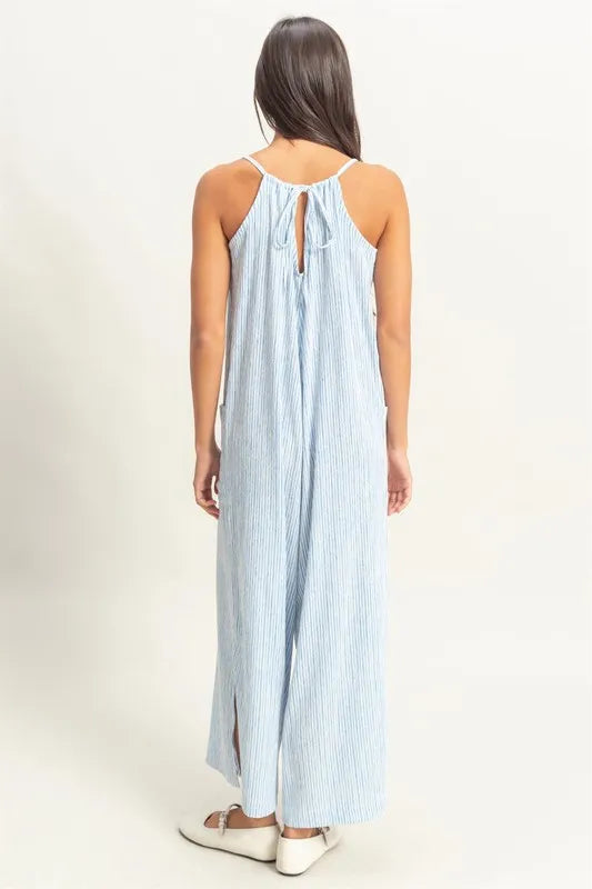 HYFVE Striped V-Neck Sleeveless Jumpsuit - Brittney MADE