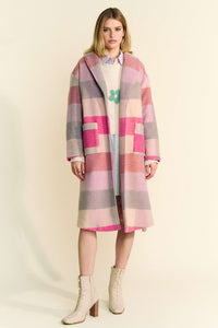 Davi & Dani Tied Color Block Collared Neck Coat - Brittney MADE