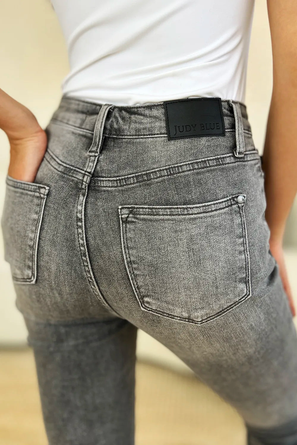 Judy Blue Full Size Button Fly High Waist Cuffed Capris - Brittney MADE