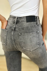 Judy Blue Full Size Button Fly High Waist Cuffed Capris - Brittney MADE