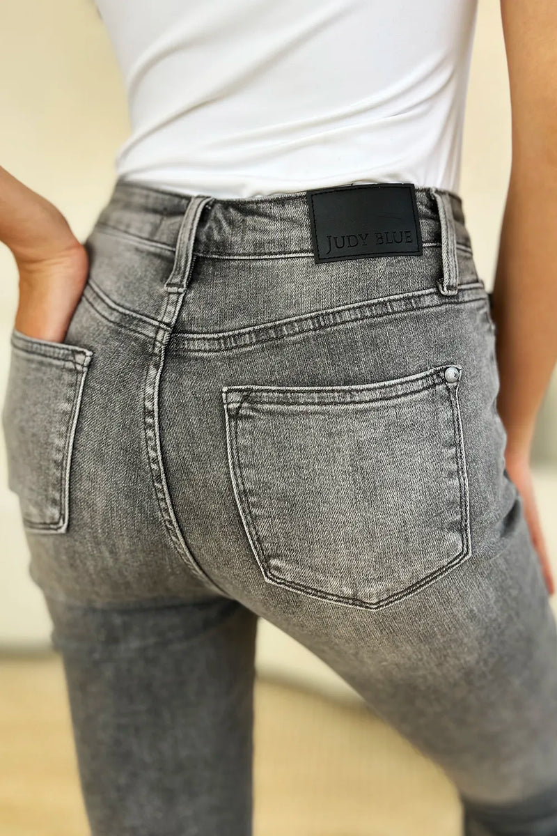 Judy Blue Full Size Button Fly High Waist Cuffed Capris - Brittney MADE