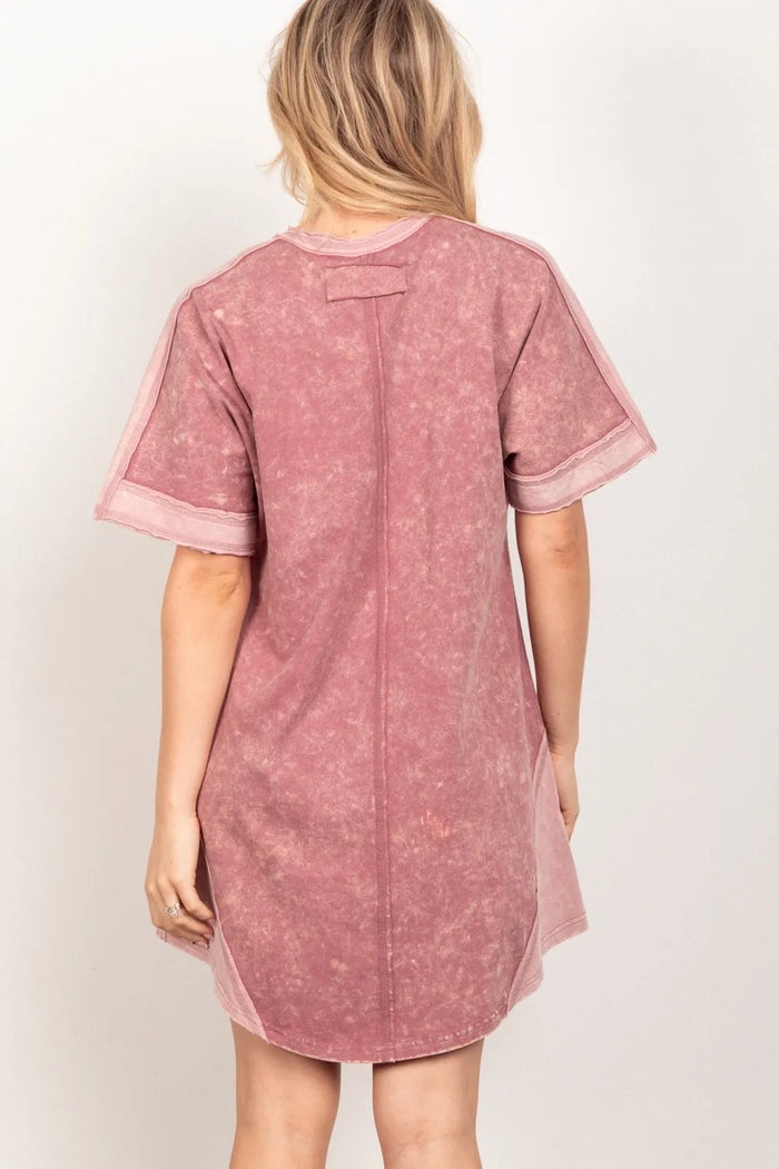 VERY J Short Sleeve V-Neck Tee Dress - Brittney MADE