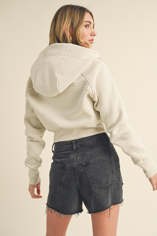 Aemi + Co Zip Up Raglan Sleeve Cropped Hoodie - Brittney MADE