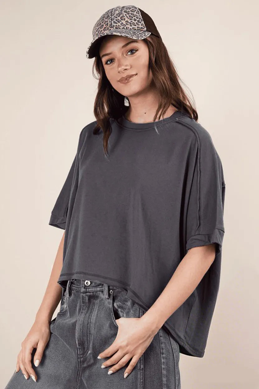 VERY J Round Neck Short Sleeve T-Shirt - Brittney MADE