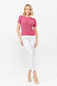 And The Why Washed Short Sleeve Light Weight Sweater - Brittney MADE