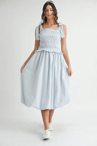 MABLE Smocked Bodice Bubble Midi Dress - Brittney MADE
