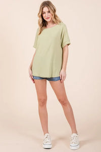 BOMBOM Rib Knit Short Sleeve T-Shirt - Brittney MADE