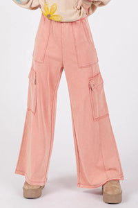 SAGE + FIG Knit Terry Mineral Wash Wide Leg Pants - Brittney MADE