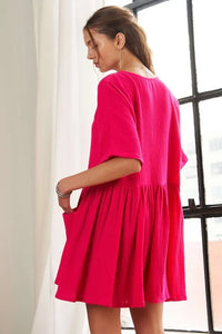 ADORA V-Neck Half Sleeve Dress with Pockets - Brittney MADE