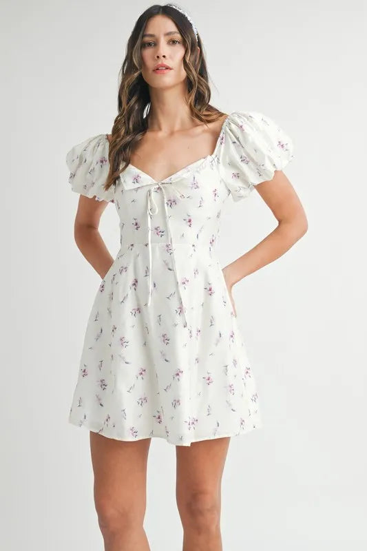 MABLE Floral Print Puff Sleeve Mini Dress - Brittney MADE