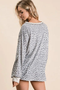 BiBi Leopard Round Neck Long Sleeve T-Shirt - Brittney MADE