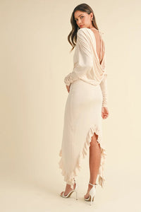Mable Backless Asymmetric Ruffle Hem Dress - Brittney MADE