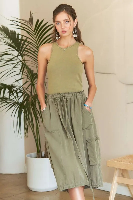 ADORA Drawstring Sleeveless Washed Dress - Brittney MADE