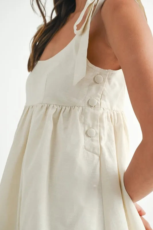 MABLE Zig Zag Embroidered Shoulder Tie Mini Dress - Brittney MADE