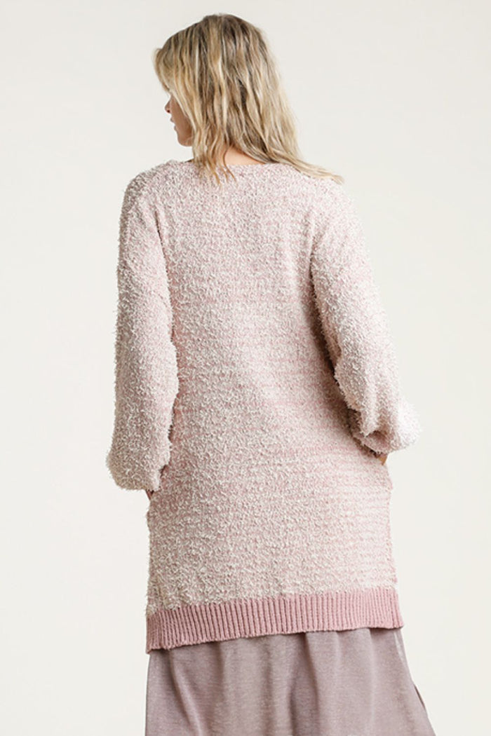 Umgee Full Size Ribbed Hem Open Front Longline Cardigan Plus Size - Brittney MADE