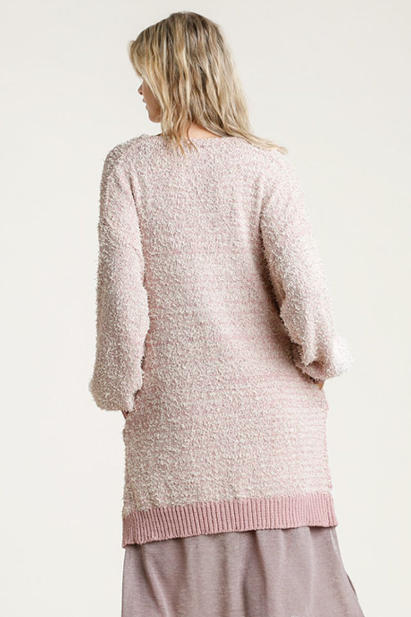 Umgee Full Size Ribbed Hem Open Front Longline Cardigan Plus Size - Brittney MADE