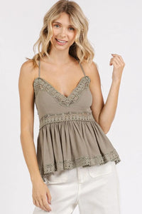 Mittoshop Crisscross Back Lace Detail V-Neck Cami - Brittney MADE