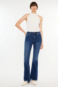 Kancan Cat's Whiskers Raw Hem Flare Jeans - Brittney MADE