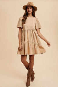 Annie Wear Mineral Washed Round Neck Short Sleeve Denim Dress - Brittney MADE