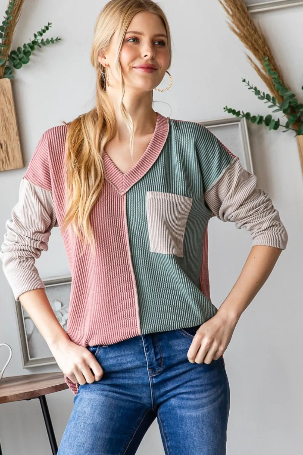 Heimish Color Block Exposed Seam Ribbed T-Shirt - Brittney MADE