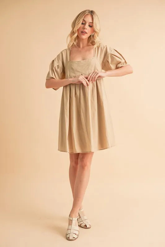 Aemi + Co Square Neck Babydoll Dress with Pockets - Brittney MADE