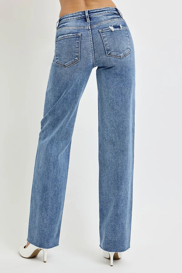 RISEN Full Size High Rise Straight Leg Jeans with Pockets - Brittney MADE