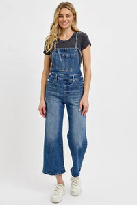 RISEN Full Size Knotted Strap Denim Overalls with Pockets Plus Size - Brittney MADE