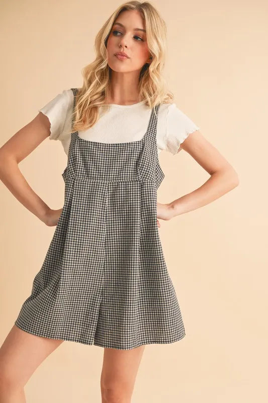 Aemi+Co Plaid Square Neck Romper - Brittney MADE
