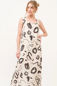 And The Why Square Neck Abstract Printed Maxi Dress - Brittney MADE