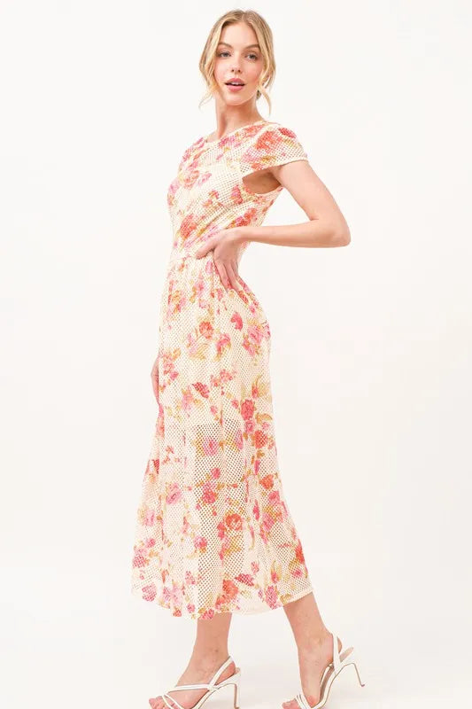 And The Why Fish-Net Floral Printed Midi Dress - Brittney MADE