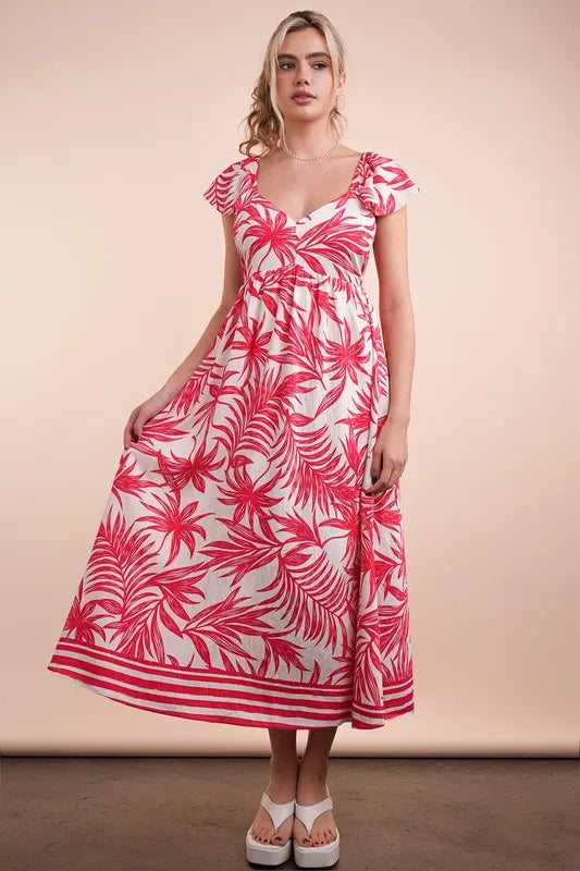 VERY J Tropical Printed Midi Summer Boho Dress - Brittney MADE