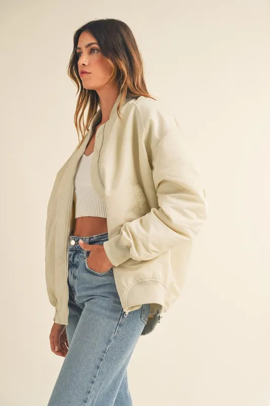 MABLE Back Ruched Utiltiy Bomber Jacket - Brittney MADE
