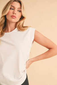 Aemi+Co Solid Color Round Neck Tank - Brittney MADE