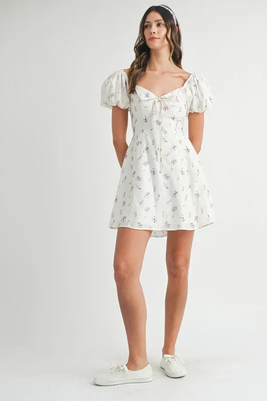 MABLE Floral Print Puff Sleeve Mini Dress - Brittney MADE