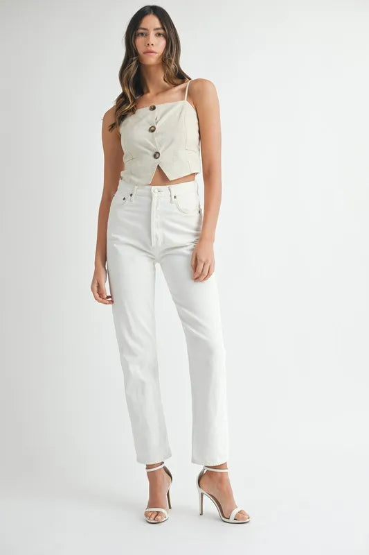 MABLE Linen Mix Button Down Tank Top - Brittney MADE