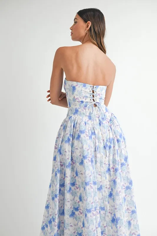 MABLE Sweetheart Neckline Floral Printed Midi Dress - Brittney MADE