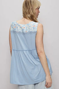 POL Lace Detail Frill Floral V-Neck Sleeveless Top - Brittney MADE