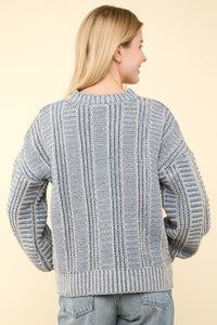 VERY J Two Tone Long Sleeve Sweater - Brittney MADE