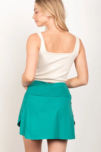 VERY J Crossover Waist Active Skirt with Short Liner - Brittney MADE
