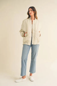 MABLE Back Ruched Utiltiy Bomber Jacket - Brittney MADE