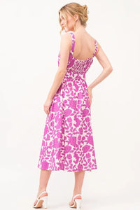 And The Why Square Neck Belted Floral Printed Midi Dress - Brittney MADE