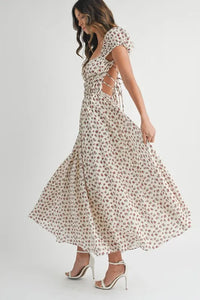 MABLE Floral Print Puff Sleeve Gathered Midi Dress - Brittney MADE