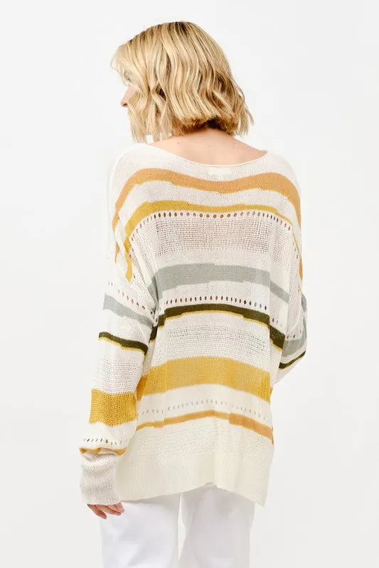 And The Why Abstract Striped Light Weight Loose Sweater - Brittney MADE