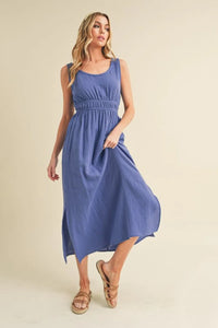 Aemi + Co Side Slit Round Neck Sleeveless Tank Dress - Brittney MADE