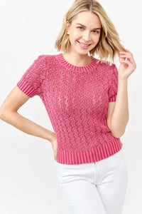 And The Why Washed Short Sleeve Light Weight Sweater - Brittney MADE