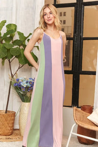ADORA Color Block Sleeveless Maxi Cami Dress - Brittney MADE
