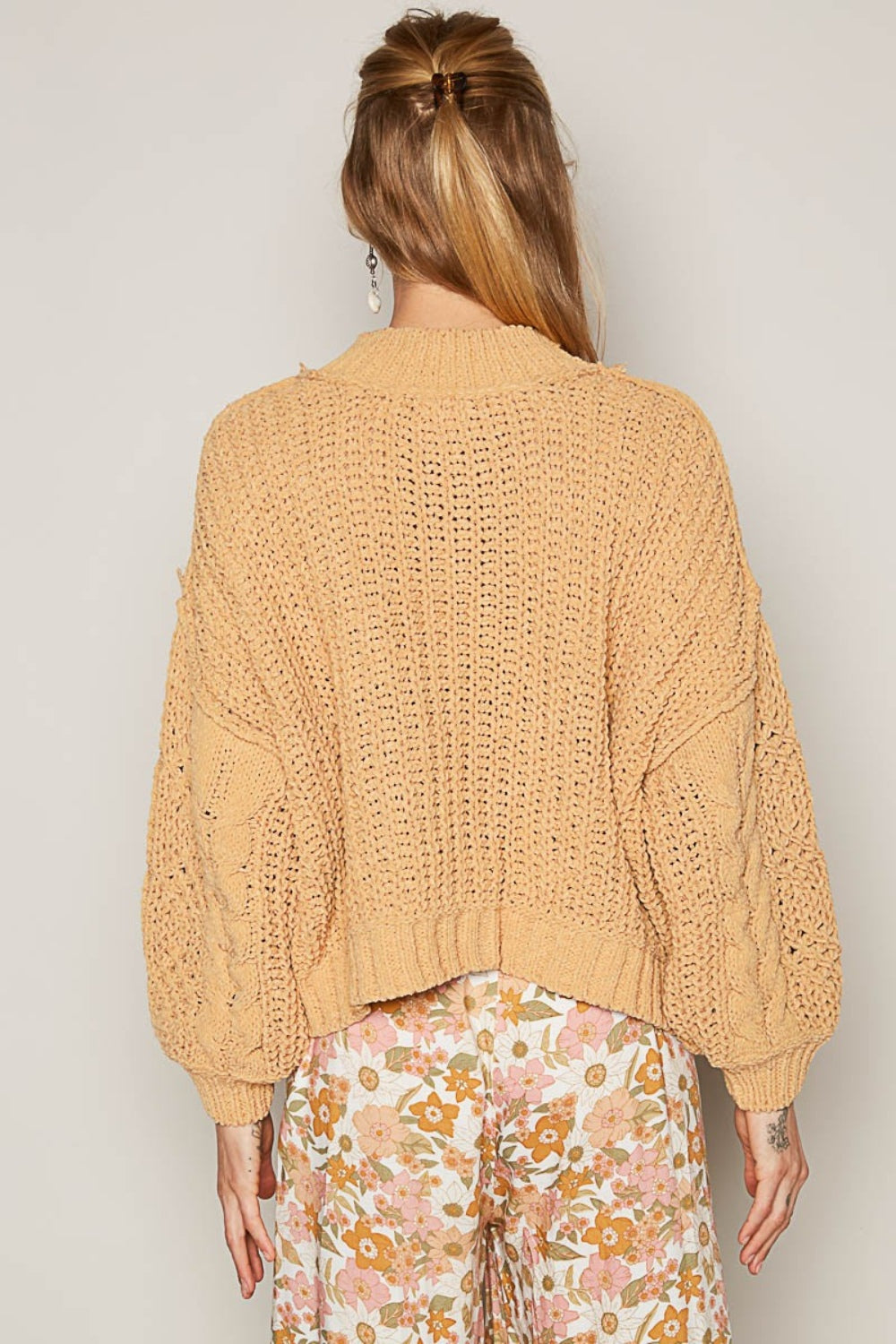 POL Mock Neck Cable Knit Sweater - Brittney MADE